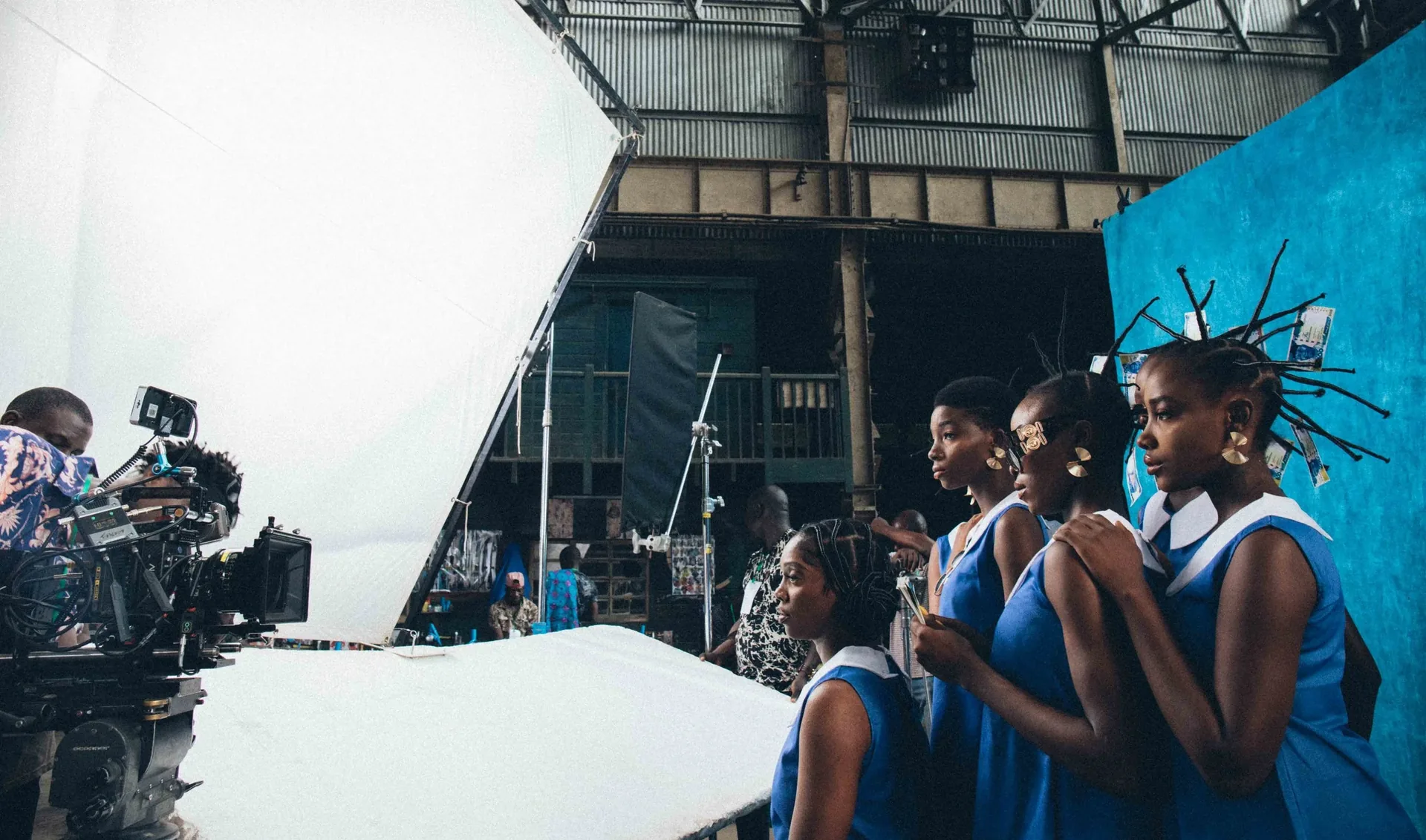 Tiwa Savage Koroba — behind the scenes, cast in blue