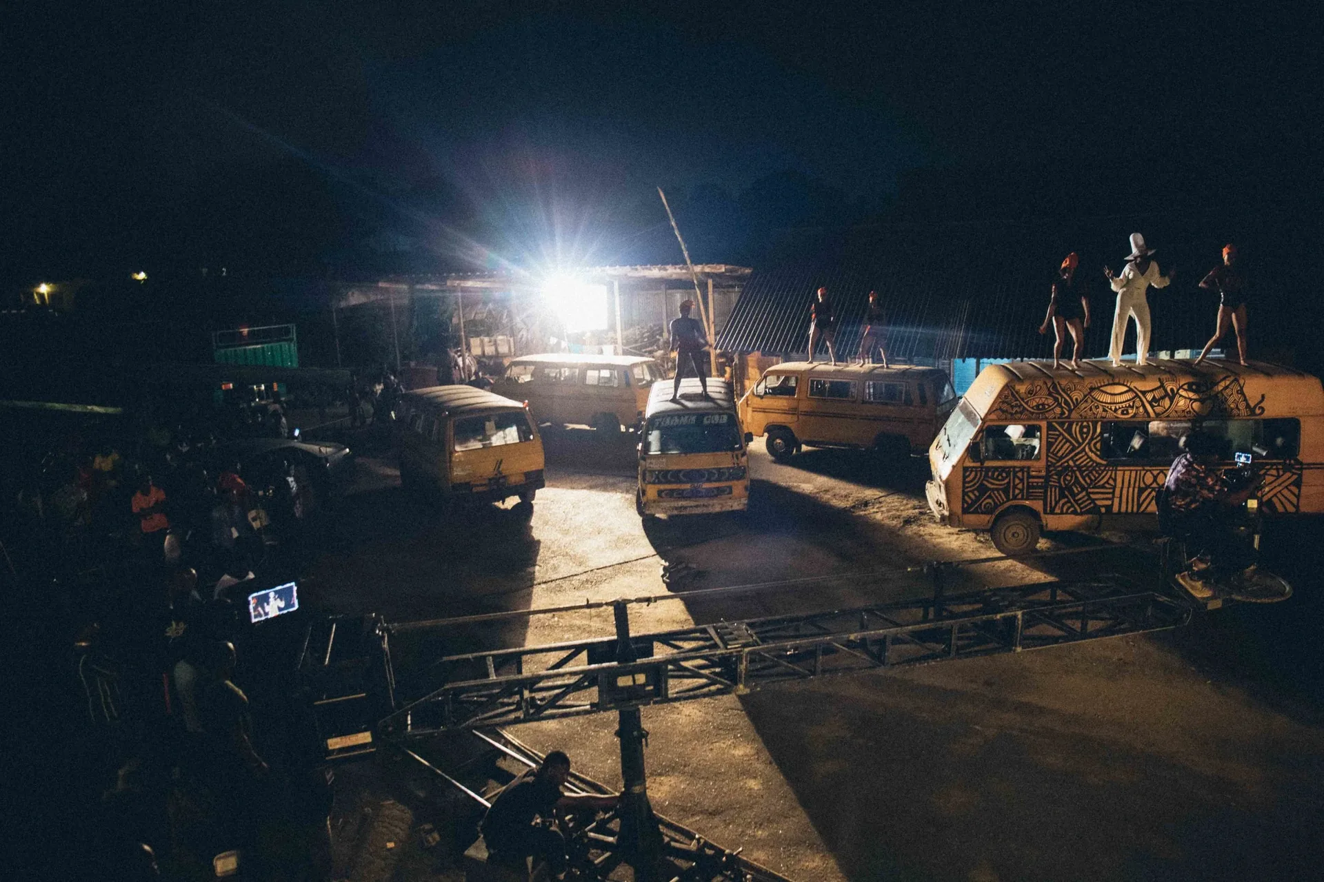 Tiwa Savage Koroba — behind the scenes, night danfo bus set